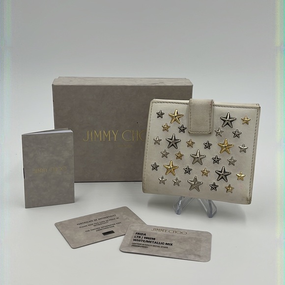 Jimmy Choo Nellie Star Studded Leather Bifold Wallet - Picture 1 of 17